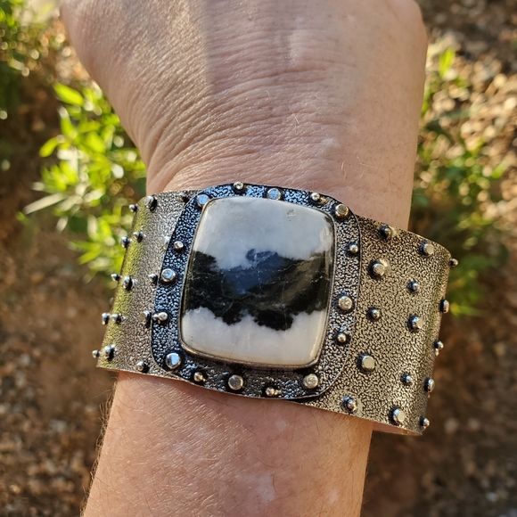 New Zebra Jasper Silver Cuff Bracelet. - Picture 5 of 16